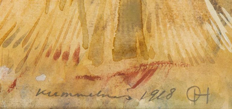 Olle Hjortzberg, watercolour, signed and dated Kummelnäs 1918.