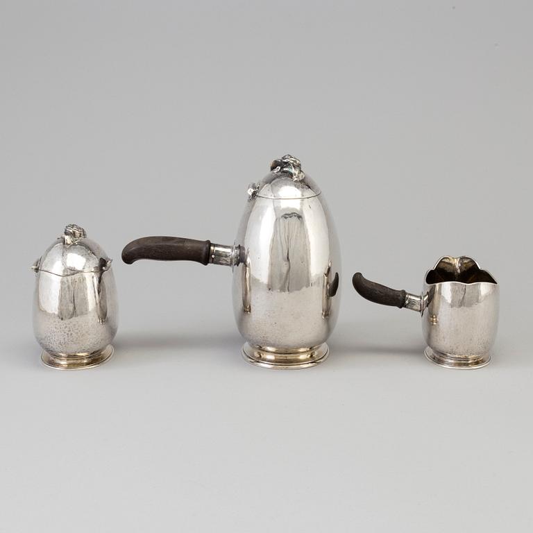 GAB, a three-piece silcer coffee service from Stockholm, 1918.