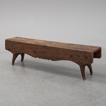 A painted pine bench, 19th Century.