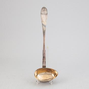 A silver ladle, with the mark of Johan Fredrik Björnstedt, Stockholm 1819.