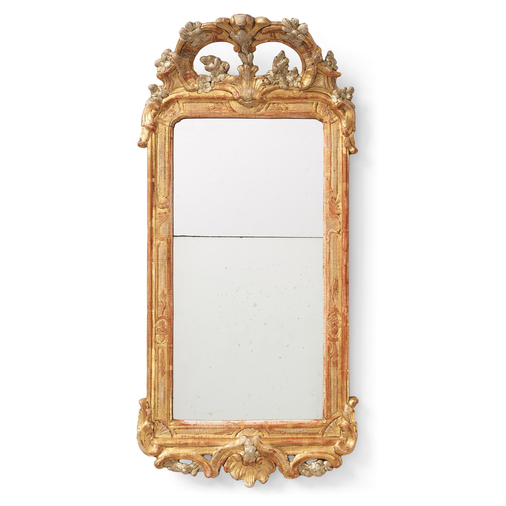 A Gustavian mirror by J Åkerblad (master in Stockholm 1758-1799), 1770s.