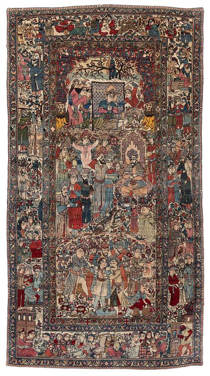 An antique Isfahan carpet, Central Persia, c. 260 x 138 cm.