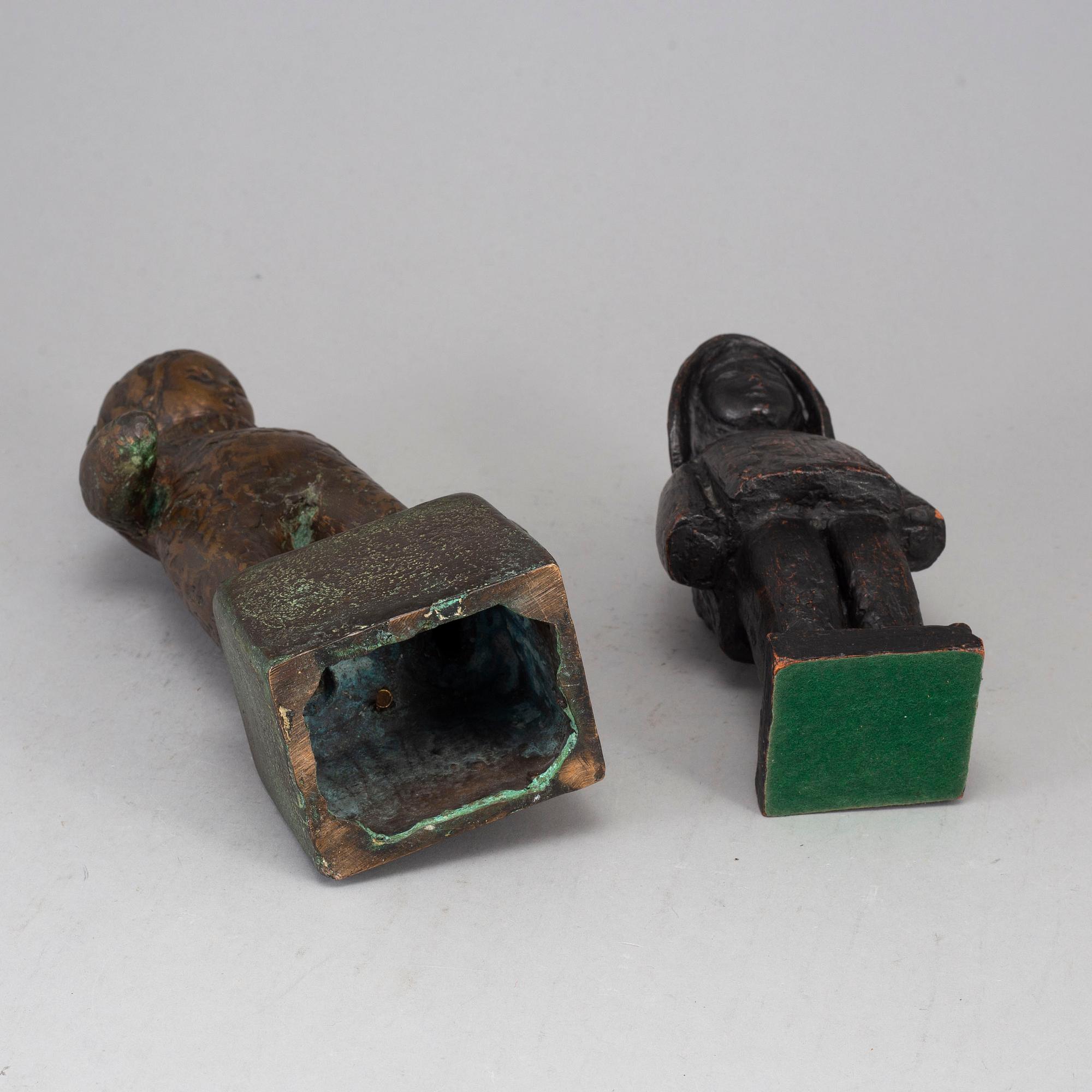 SOLVEYG W SCHAFFERER, sculptures, 2, one in bronze, one in resin, signed and dated -56.