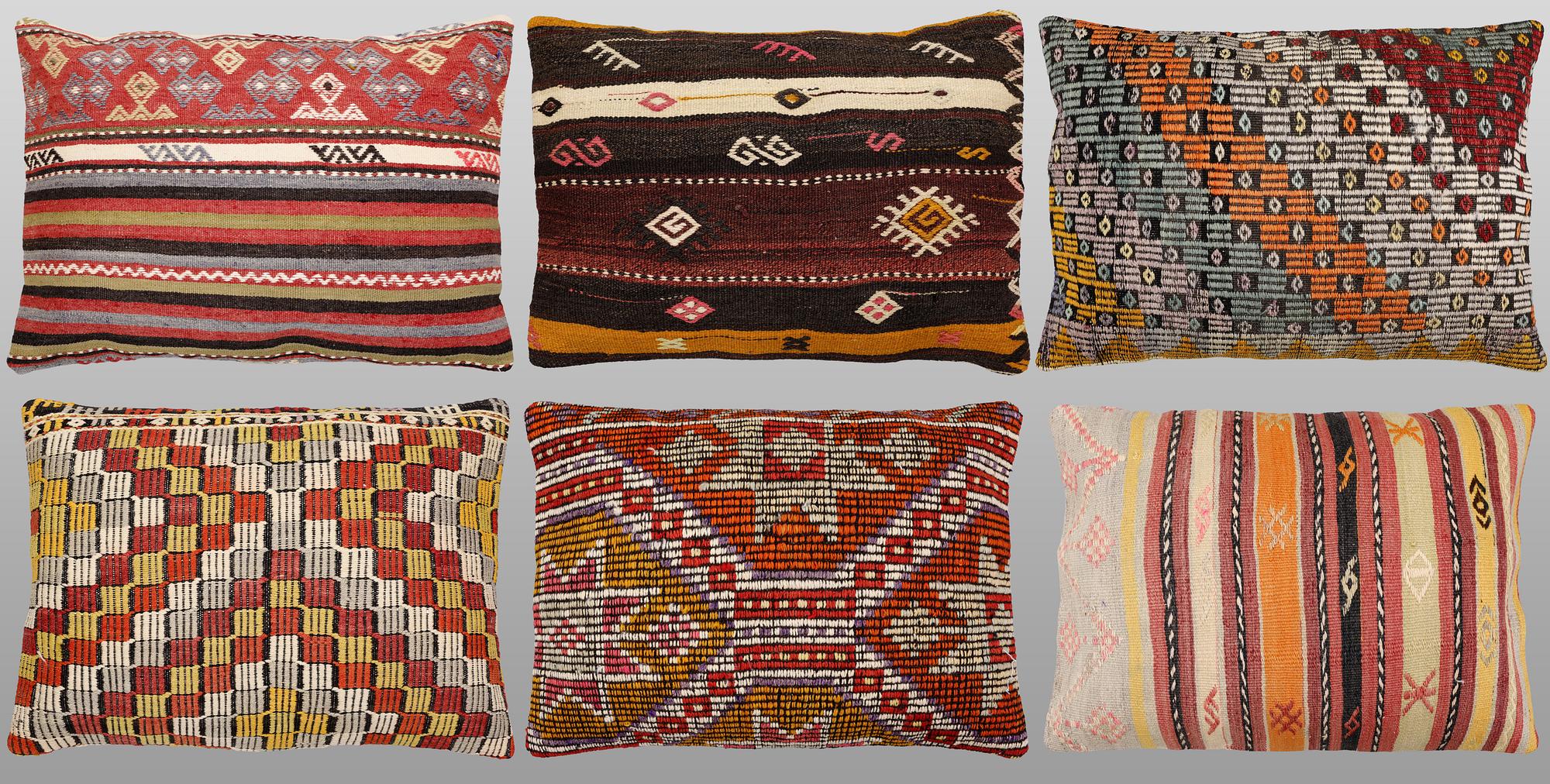 A set of six Anatolian Kilim cushion covers, approx. 70 x 50 cm.