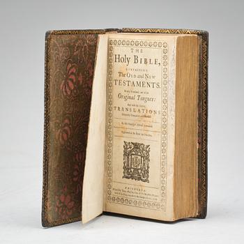 BOKBAND,"Holy Bible, Containing The Old and New Testaments..." Tryckt hos James Watfon, Edingburgh 1716.