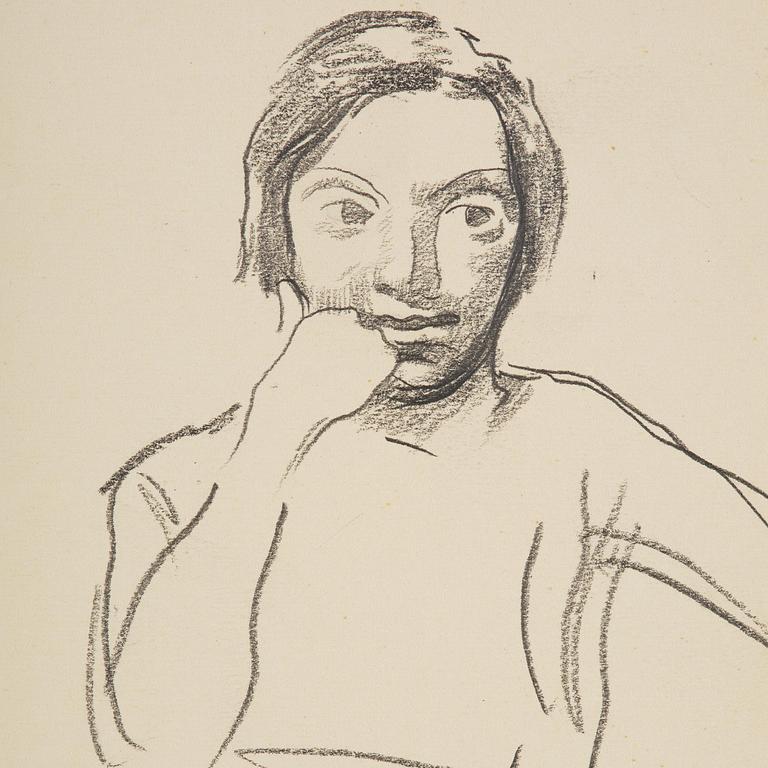 Lotte Laserstein, Seated woman from the front.