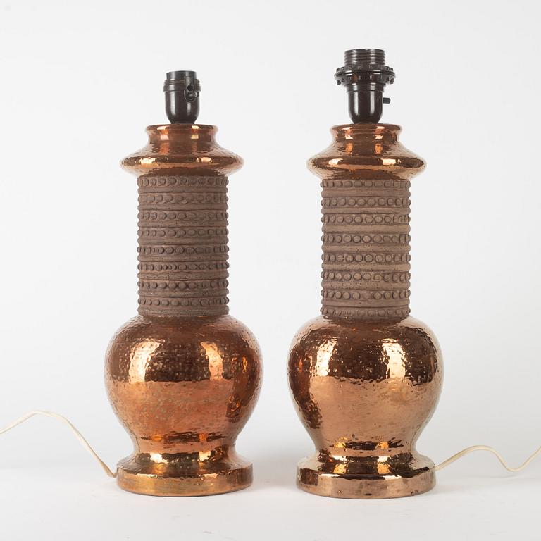 Table lamps, a pair, Bitossi for Bergboms, second half of the 20th Century.