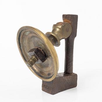 Door knocker, probably 18th century, iron and brass.
