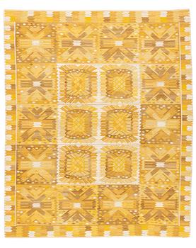 Barbro Nilsson, a carpet, "Nejlikan gul", flat weave, ca 334,5 x 279 cm, signed AB MMF BN.