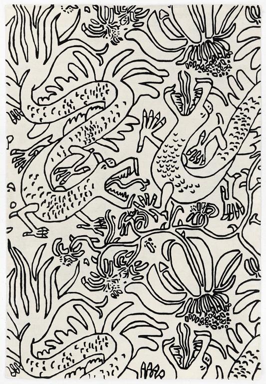 Carl Johan De Geer, hand-tufted carpet, "Drakar kontur', c. 300 x 200 cm.