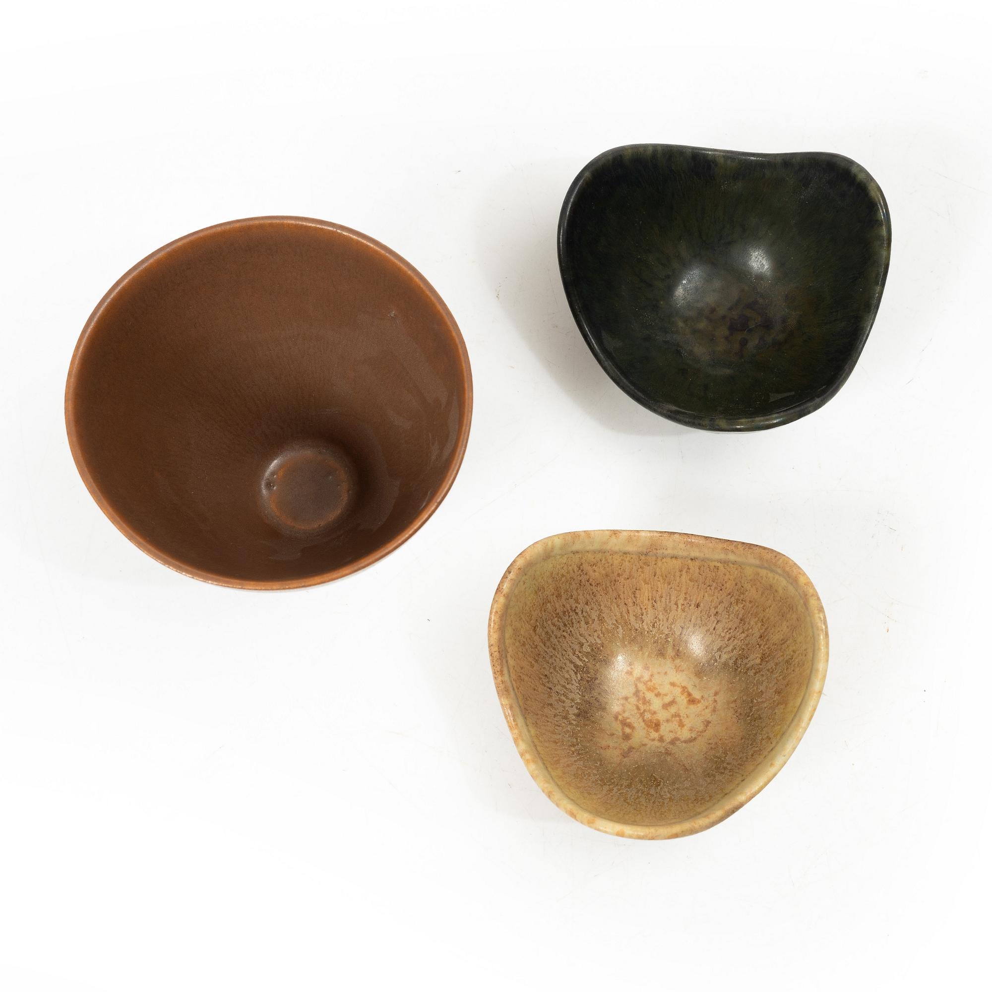 Gunnar Nylund, skålar, 7 st, stengods, Rörstrand, 1900-talets mitt.