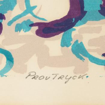 Inge Schiöler, lithograph in colours, signed provtryck.