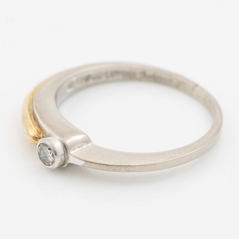 Lapponia, ring 18K guld och vitguld med en rund briljantslipad diamant, Finland.