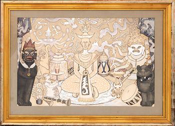 Oscar jacobsson, mixed media signed.