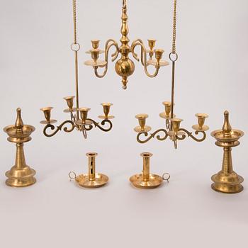 Set of seven 20th Century brass objects.