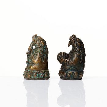 Two sculptures of mythical creatures, Tibet, early 20th Century.