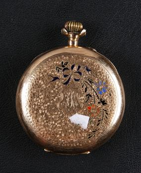 DAMFICKUR, 14 k guld. 1800/1900-tal.