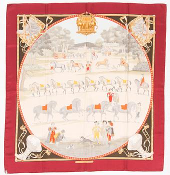 Hermès, a 'Presentation des Chevaux' silk scarf.