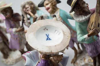 A monkey orchestra, "Affenkapelle", Meissen, late 19th Century.