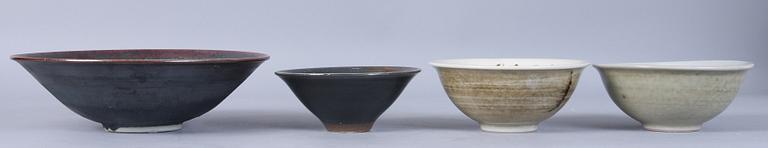 SKÅLAR, 4 st, stengods, Carl Harry Stålhane.