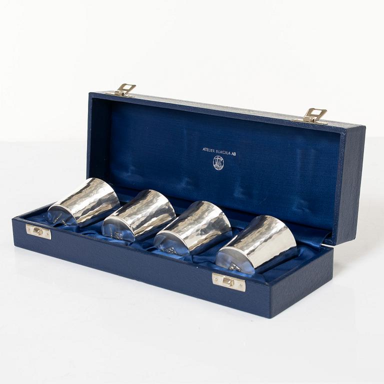 Atelier Borgila, soup cups, 4 pcs, sterling silver, Stockholm, 1988.