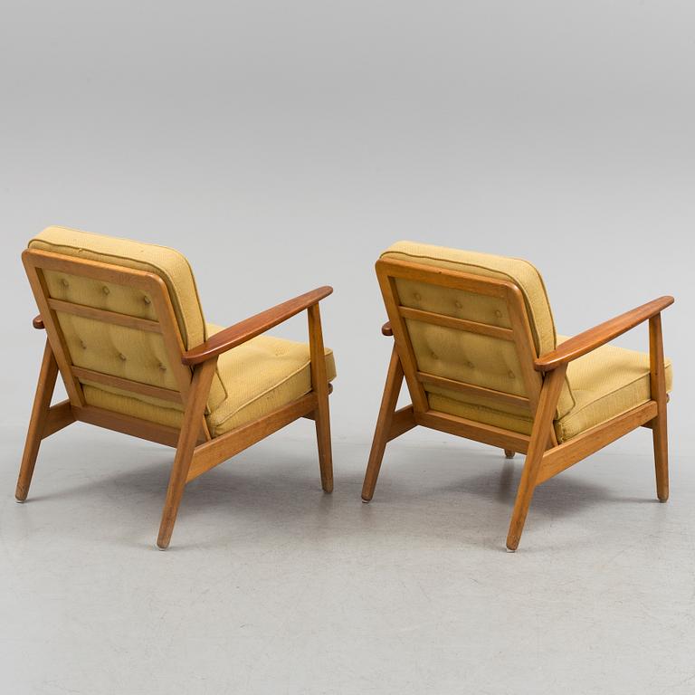 A pair of oak and teak 'Esbjerg' easy chairs from IKEA, 1950's/60's.