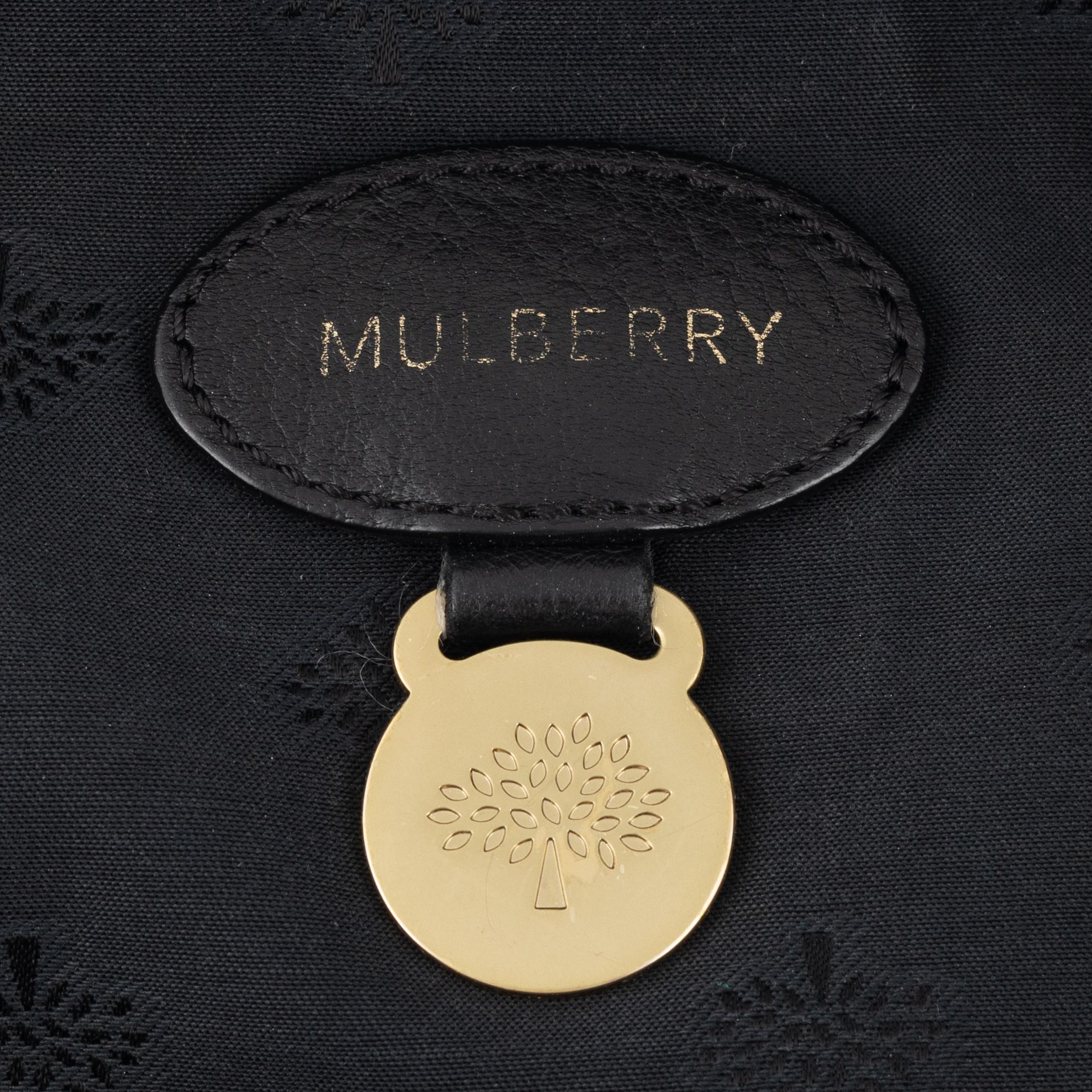 Mulberry, a black leather bag.