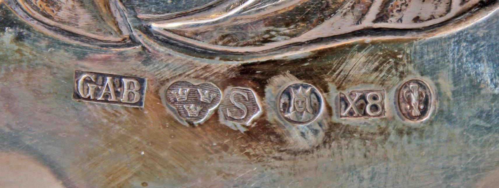 FAT, 4 st samt BÄGARE, silver, 1900-tal.