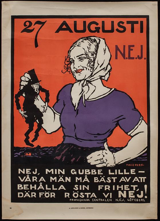 AFFISCHER, 3 st, Propaganda Centralen N.E.J, Göteborg, tryckta hos A. Lindgren & Söner, 1922.