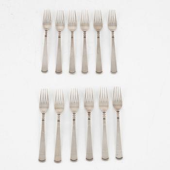 Jacob Ängman, 24 pieces silver cutlery model 'Rosenholm', GAB, Eskilstuna.