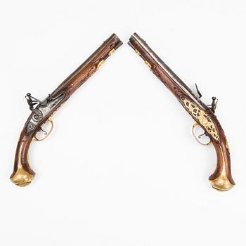 A pair of mid 18th Century German-Austrian flintlock pistols.