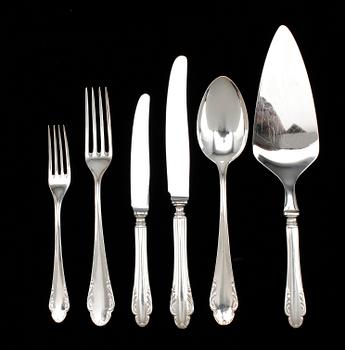 BESTICKSERVIS, 64 delar, silver, modell Haga, olika tillverkare bl a Mema, 1900-tal. Vikt ca 2400 gram.