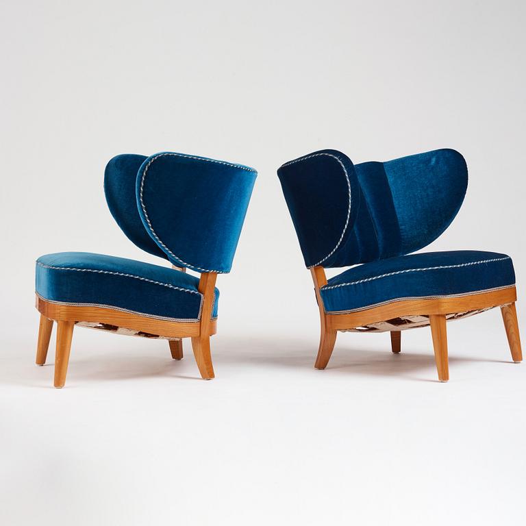 Otto Schulz, a pair of Swedish Modern easy chairs, Boet, Sweden 1940s.