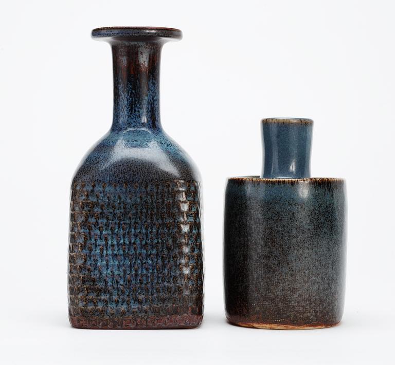 Two Stig Lindberg stoneware vases, Gustavsberg studio 1969-1971.