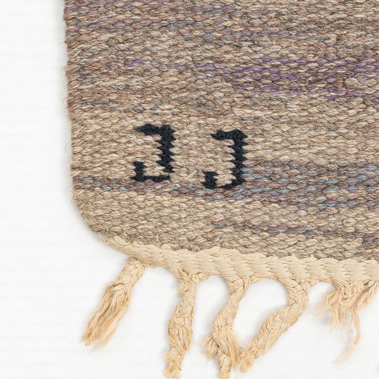 Judith Johansson, a carpet, "Regn", flat weave, ca 241 x 170 cm, signed JJ.