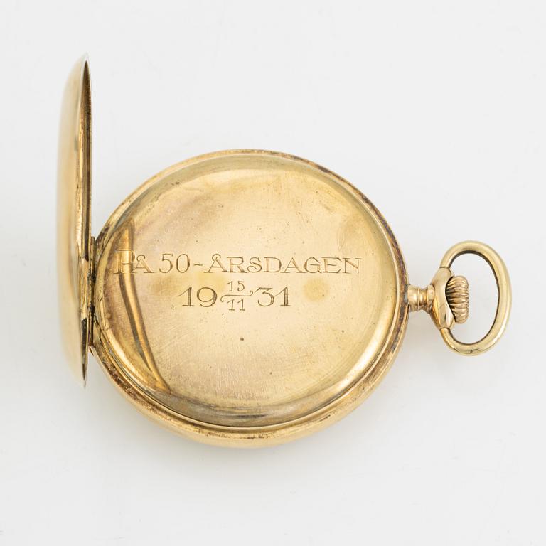 Perfecta, pocket watch, 14K gold, 51,5 mm.