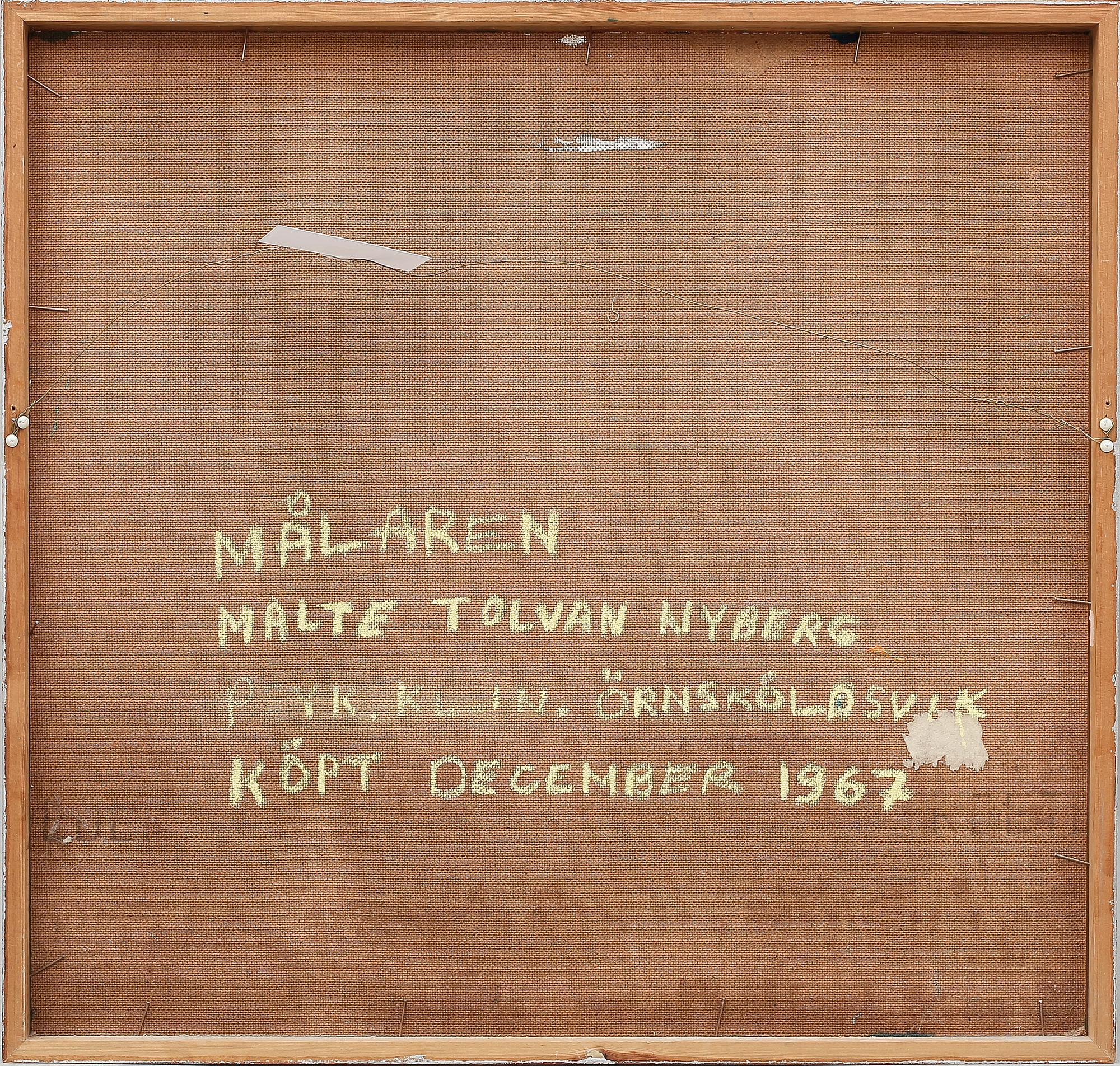 MALTE NYBERG TOLF, olja på pannå. Signerad XII.