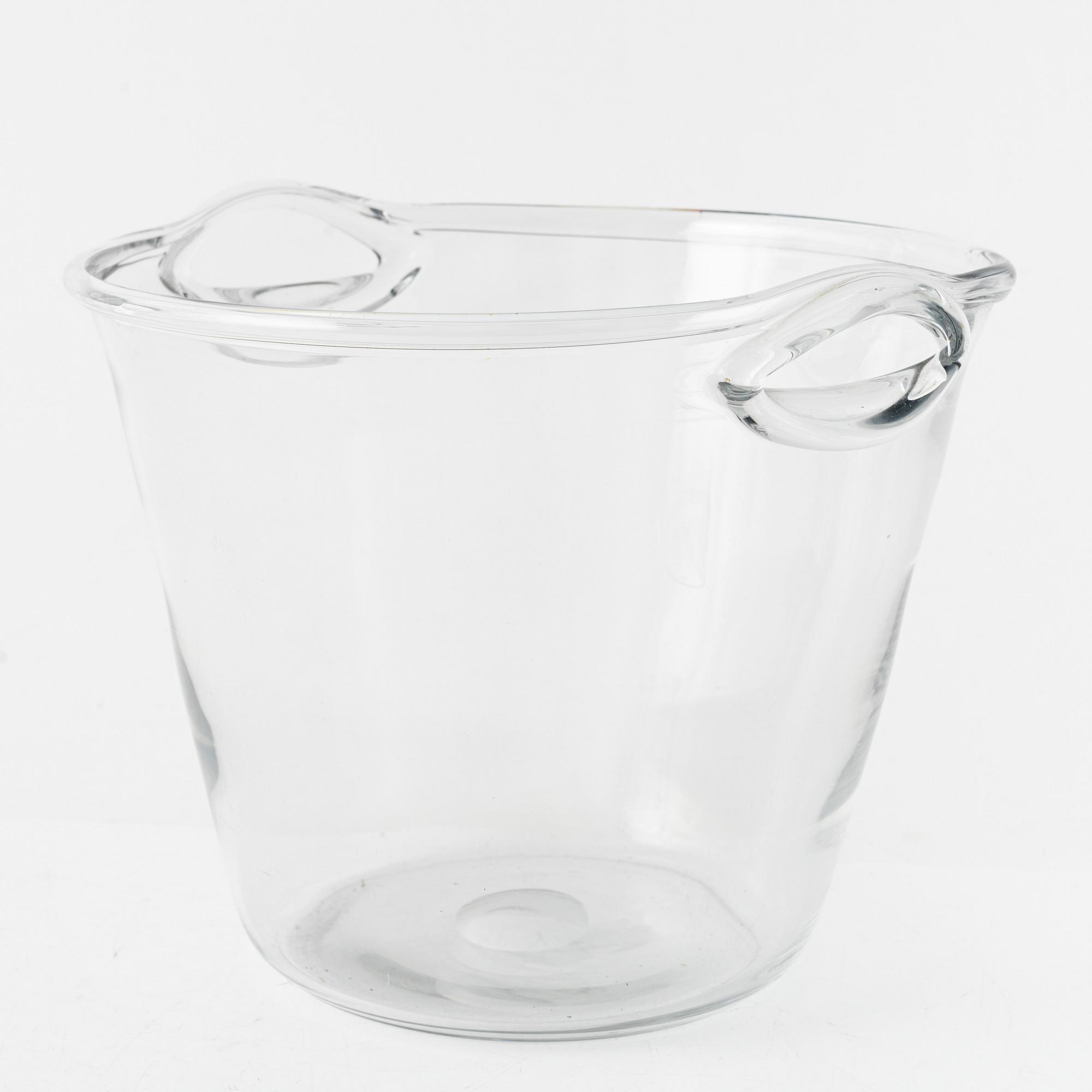 Nils Landberg, ishink och champagnekylare, glas, Orrefors, 1900-tal.