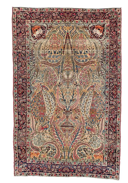 Matto semi-antique Kerman Laver, ca 221,5 x 142 cm.