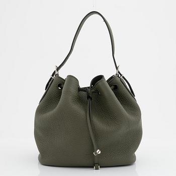 Bally, a gree leather handbag.