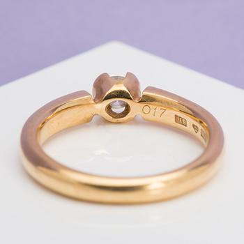 RING, 18K guld med briljantslipad diamant ca 0.17 ct.