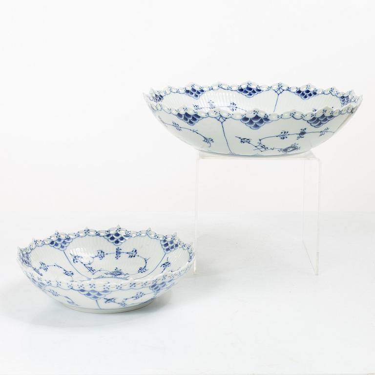Royal Copenhagen, Two 'Musselmalet Full Lace' bowls, Denmark, second half of the 20th century.
