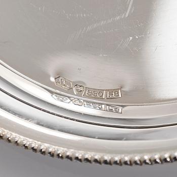 A set of 12 silver glass coasters, Auran Kultaseppä Oy Turku 1935 and 1983, and cocktail sticks, 12 pcs silver.