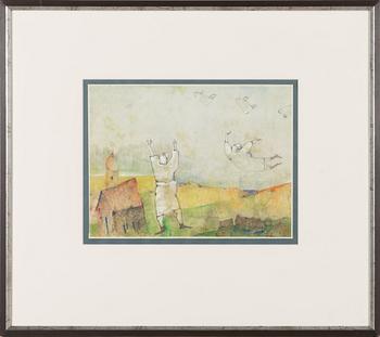 Olavi Vaarula, mixed media, signed and dated 1982.