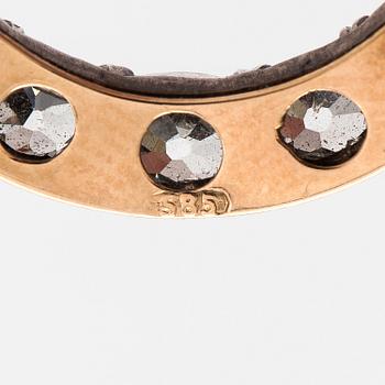 Brosch, 14K guld och silver, gammalslipade diamanter ca 1.24 ct tot. Sent 1800-tal.