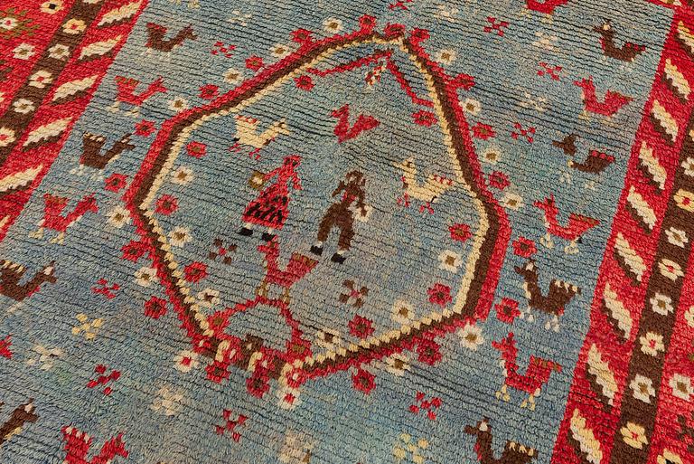 A bed cover, so called 'Bridal rya' c. 173 x 143 cm, dated 1828.