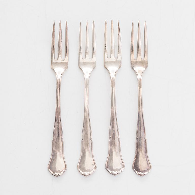 A 74-piece silver cutlery set, 'Chippendale', Kultakeskus, Hämeenlinna 1940-72.