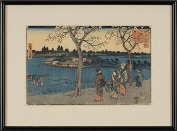 Ando Utagawa Hiroshige, a woodblock print in colours, 19th Century.