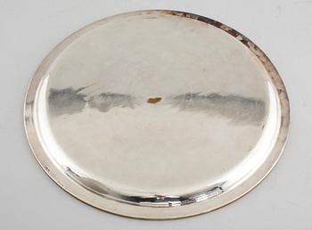 A silvered metal tray by Christofle in France, first half of the 20th century.