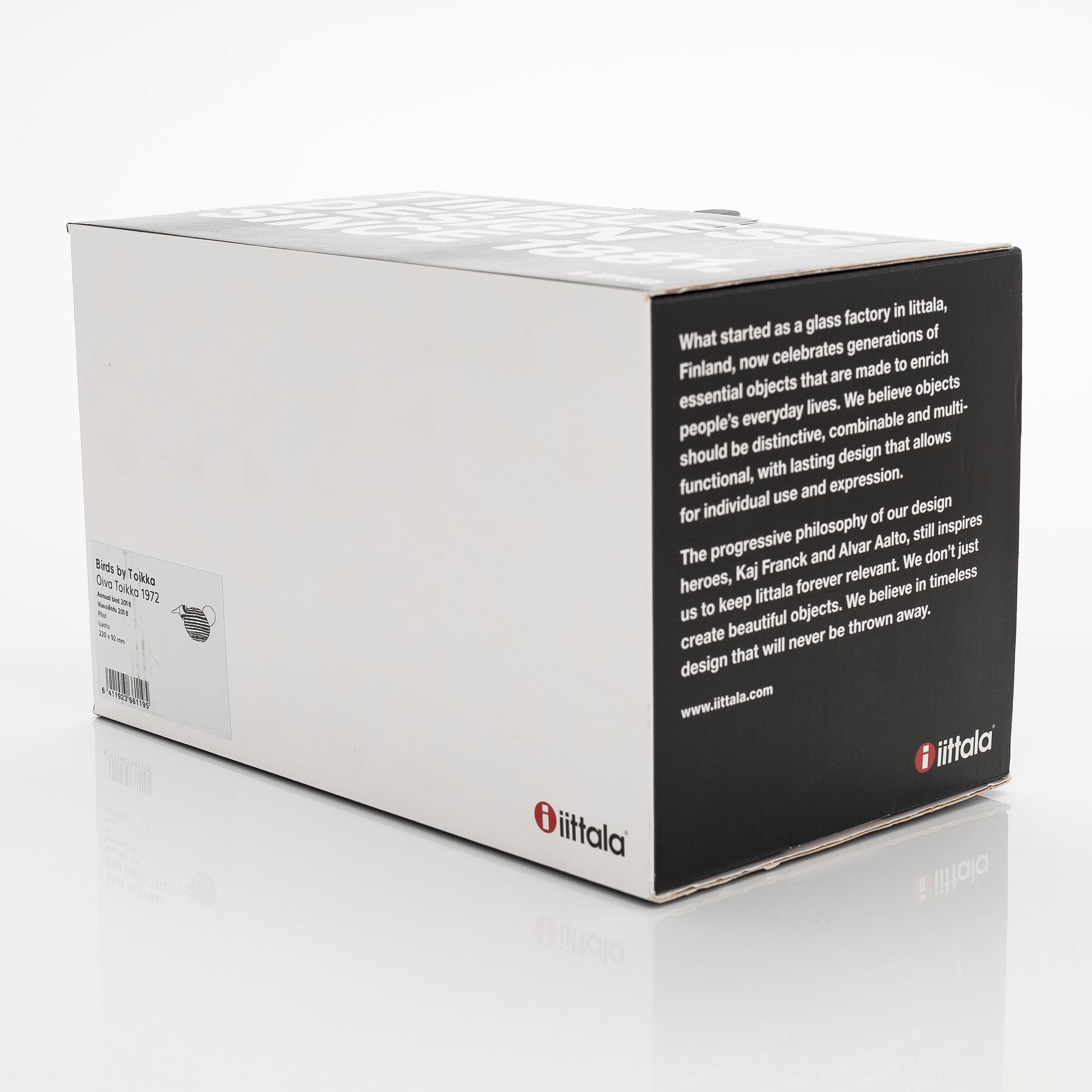 Oiva Toikka, årsfågel 2018, "Pilot", signerad O. Toikka Iittala 2018.